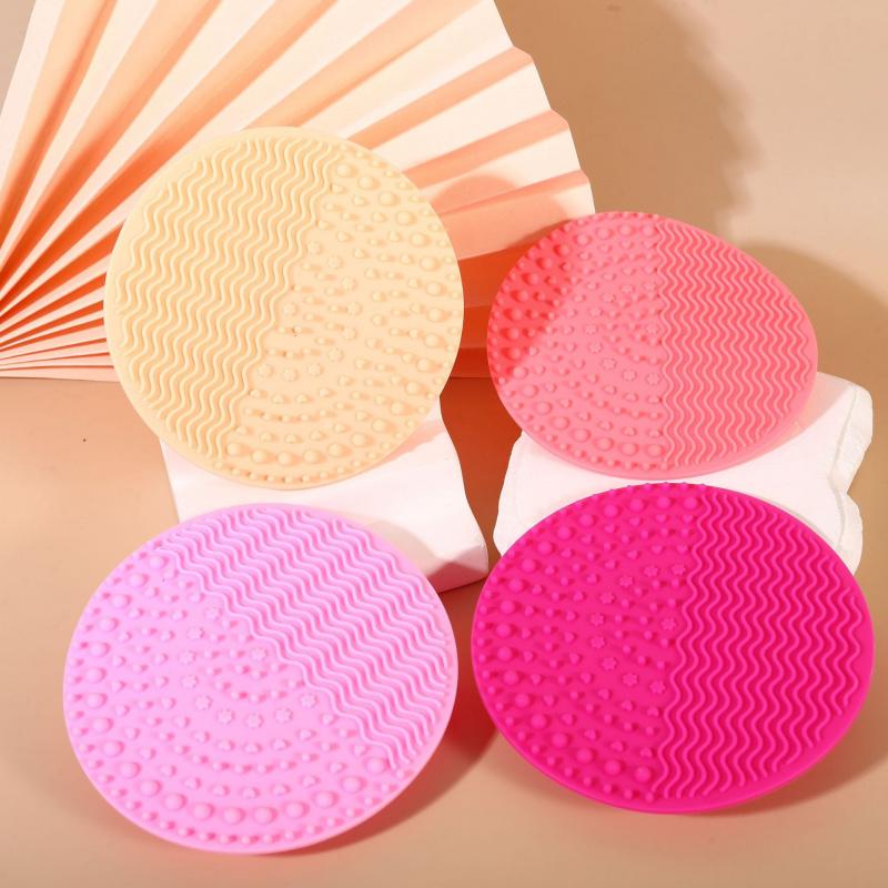 

3pcs Silicone Makeup Brush Washing Board Suction Cup Random Color Cleaner Pad Non-Slip Base Cosmetic Brushes Cleaning Board