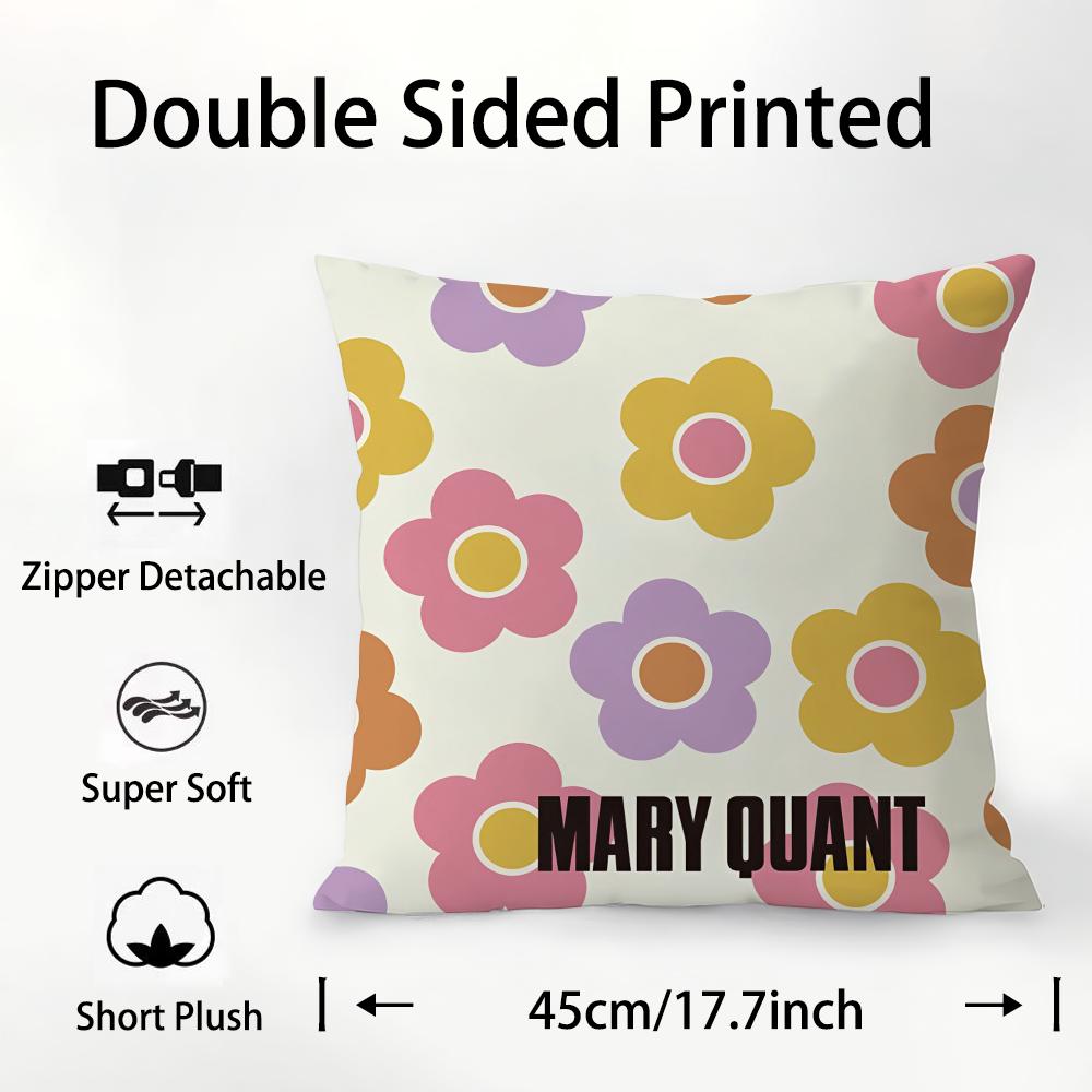 Fashion M-Mary-Q-Quant Pillow Case Plush Fabric Soft Double Sided Print Sofa Cushion Cover Throw Pillow Covers
