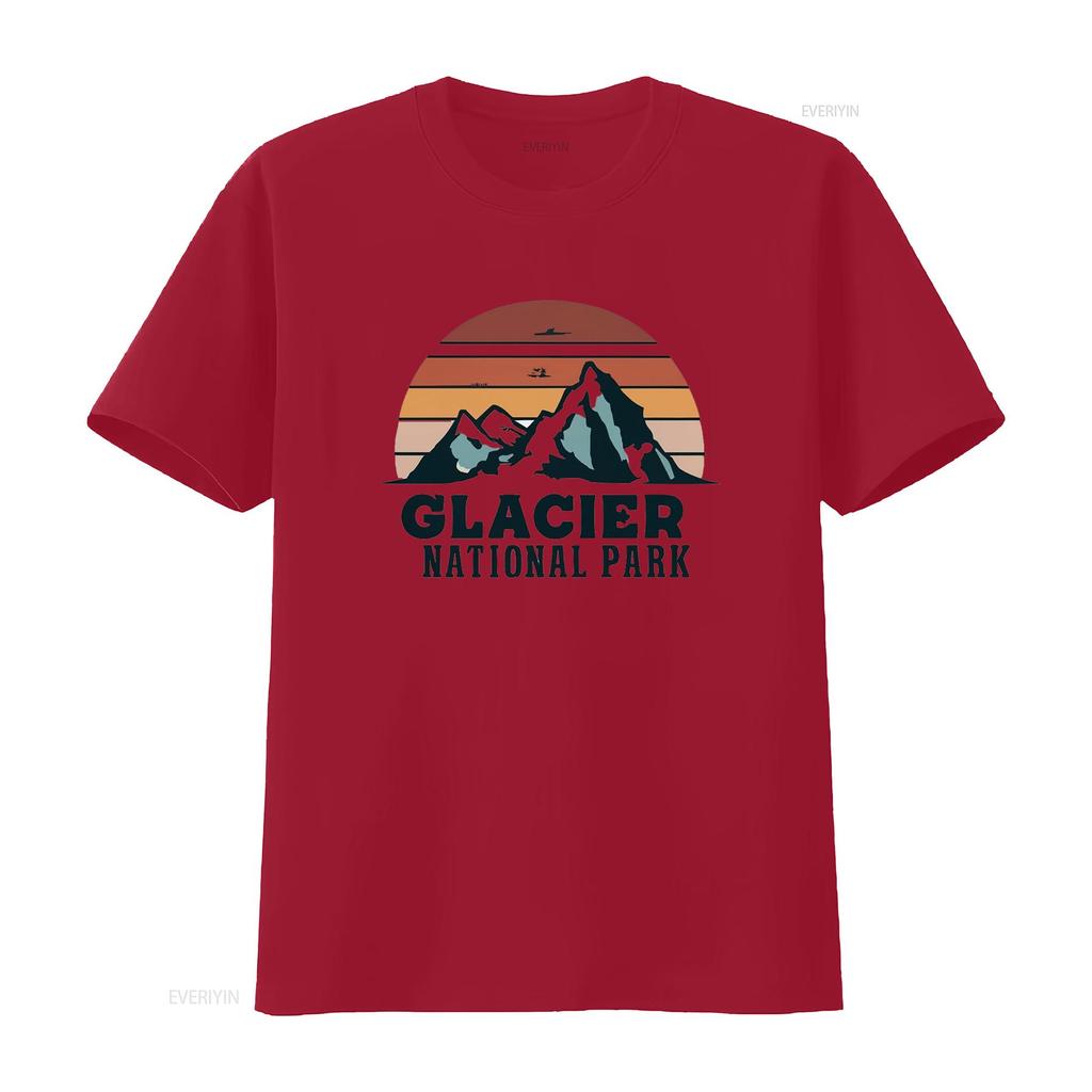 Glacier National Park T Shirt Vintage Washed Versatile Top For Everyday Wear Casual Designer Clothes Breathable Comfortable