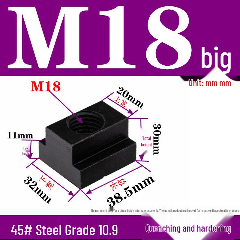 Pressure Plate Trapezoidal T-Slot Nut, Sizes M8-M27