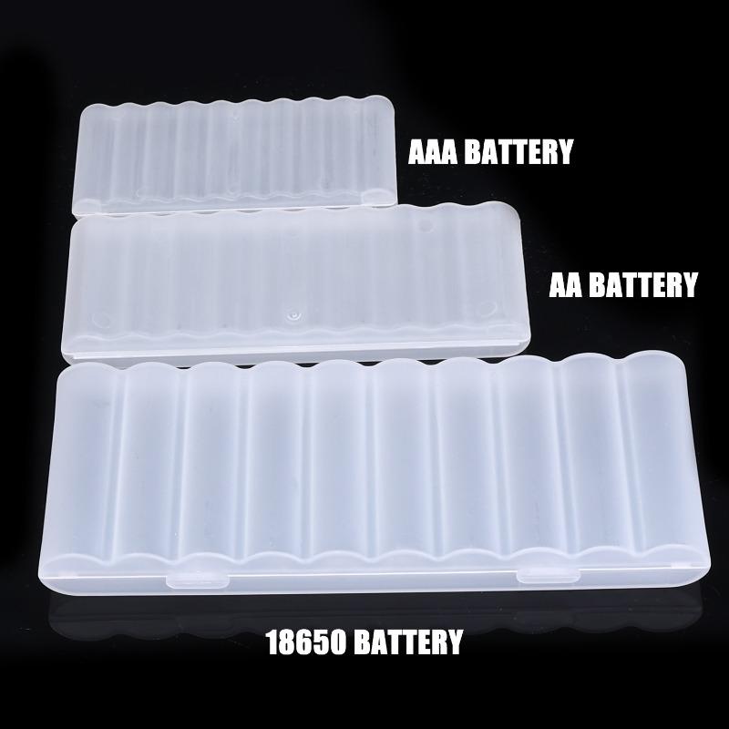 Plastic Transparent Battery Case for AAA AA 18650 10 Slot Large Capacity Case Batteries Portable Travel Storage Office Organizer