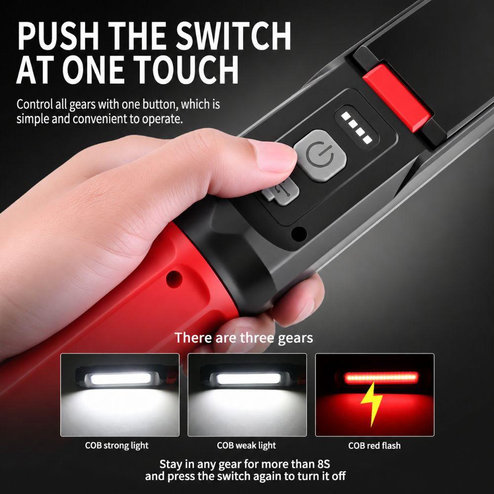 Rechargeable LED Magnetic Flashlight Detachable COB Long Bar Light  Repair, Camping Etc