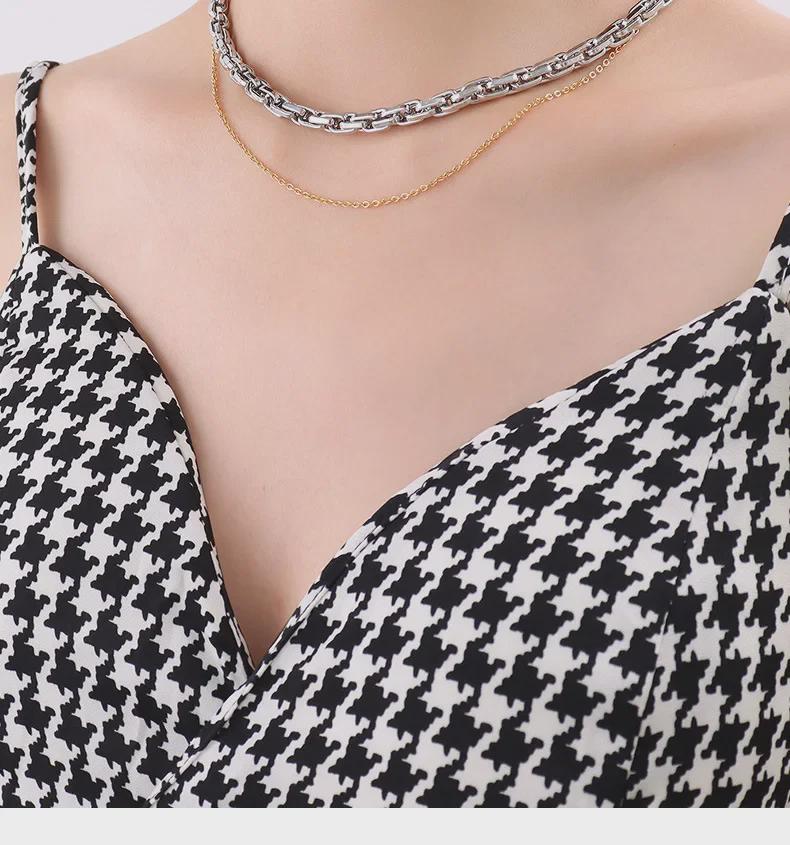 Damen-Halskette aus 18 Karat vergoldetem Titanstahl – rostfrei, badefest, P064