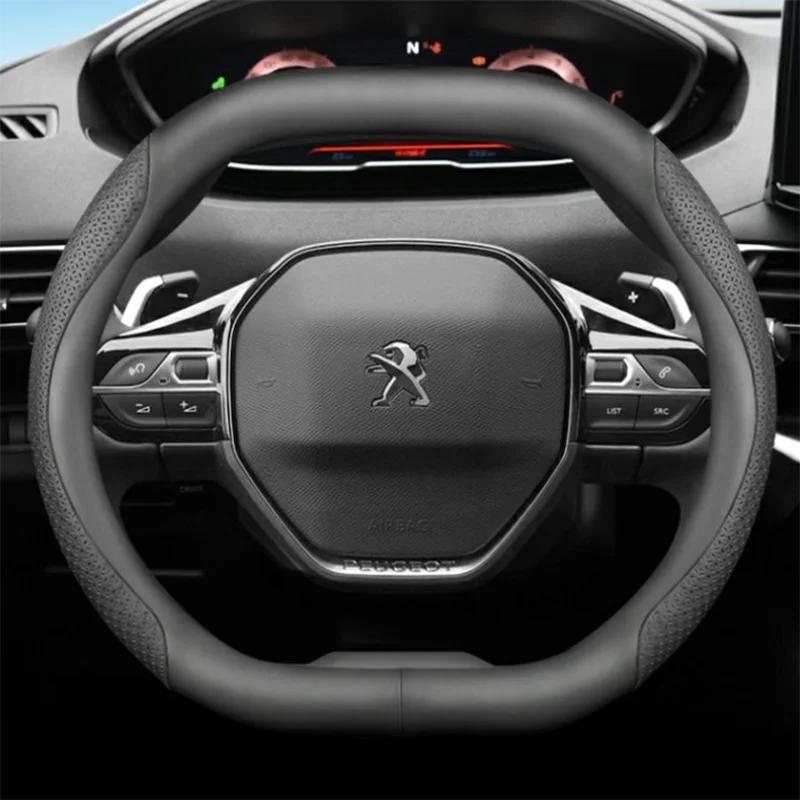 Leder Auto Lenkradabdeckung für Peugeot 3008 4008 5008 GT 2017 2018 - 2024 Atmungsaktiv Rutschfest Car-Styling Auto Zubehör