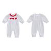 Baby Mädchen Valentinstag Strampler Liebesherz Schleifenmuster Rüschen Rundhalsausschnitt Langarm Neugeborenen Jumpsuit