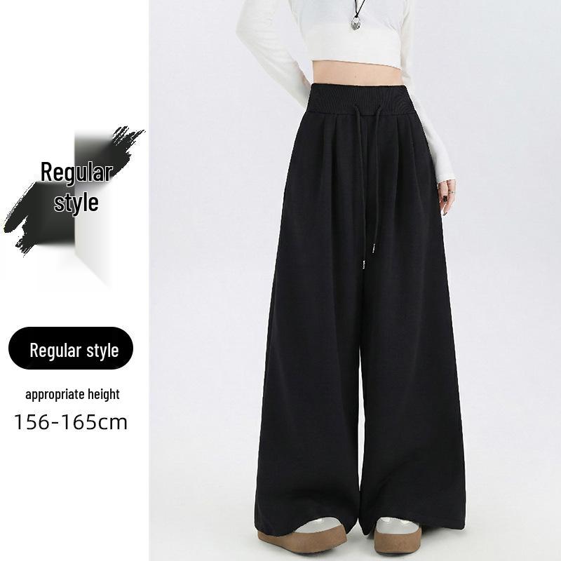 Women's High-Waisted Drawstring Wide-Leg Pants - Casual Loose Fit, Spring 2026
