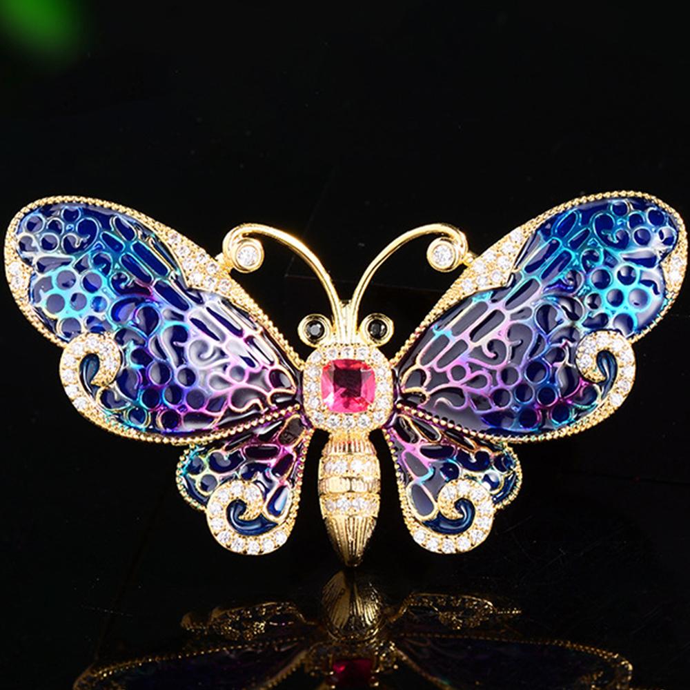 

Эмалевая бабочка золотого тона Брошь-булавка со стразами Броши Свадебные подарки фиолетовый