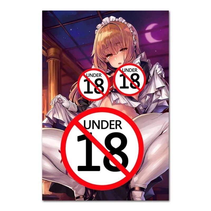 Anime krásná dívka sexy služka tisk plakát manga plátno malba nástěnné obrázky obývací pokoj ložnice domácí dekorace