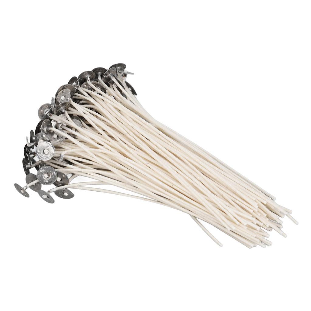 100Pcs 15cm/5.91in Natural Candle Wicks Smokeless Pre Waxed Cotton Candle Core for DIY Scented Candles