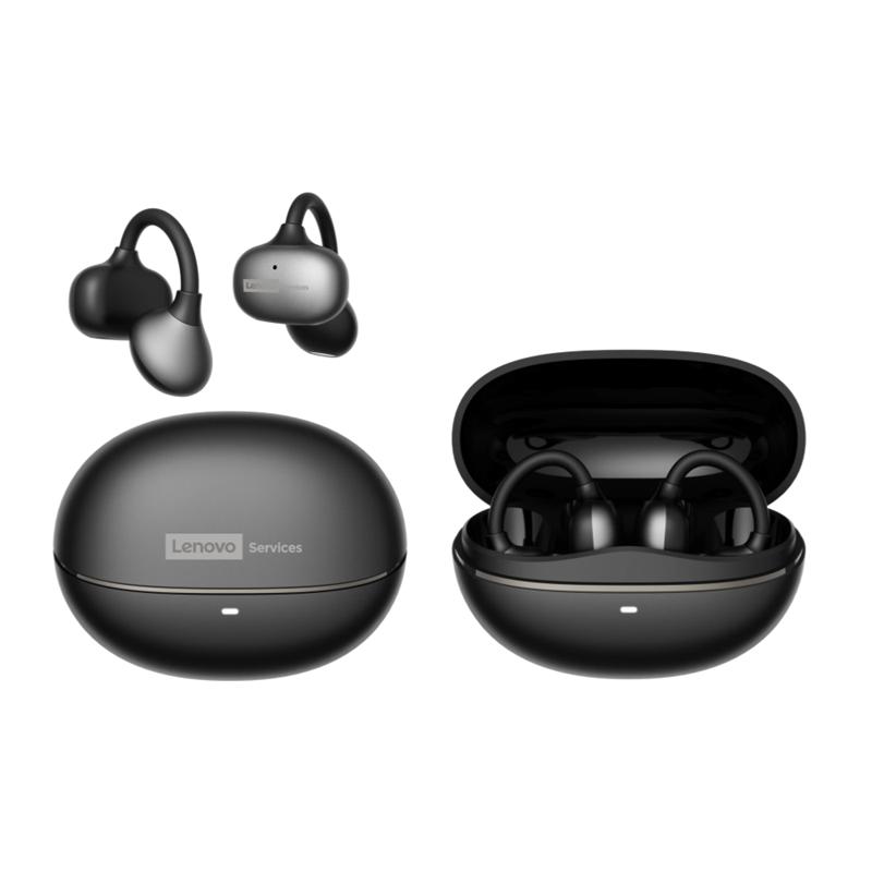 Lenovo RS106 Clip-On Open-Ear Earbuds Bluetooth 6.0, 24H Play, USB-C Fast Charge, Dolby HiFi Bass, ENC Calls, Water-Drop Arc Comfort Sports Headphones