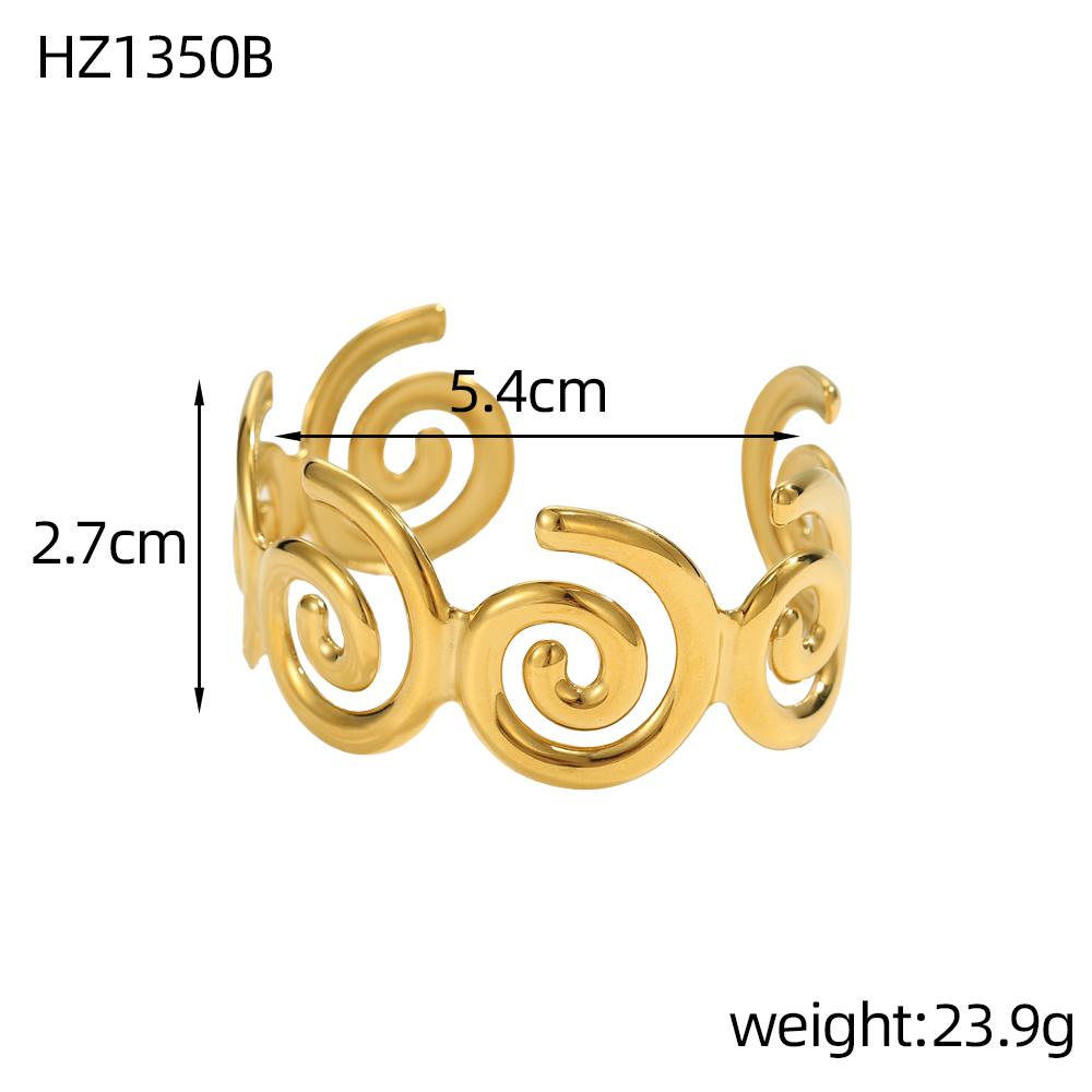 CARLIDANA Fashion Gold Plated Starfish Shell Stud Earrings Open Rings High Quality Stainless Steel Ocean Elements Jewelry Set