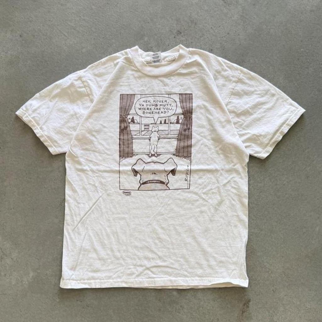 Vintage 90s Cat Dog Cartoon Bonehead Comic T-Shirt