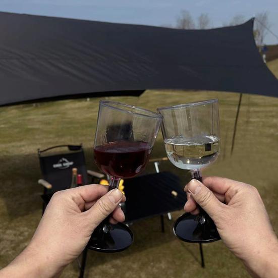 Outdoor Camping Collapsible Wine Glass with Detachable Stem Portable Unbreakable Clear Wine Goblet Travel Shatterproof Champagne Cup