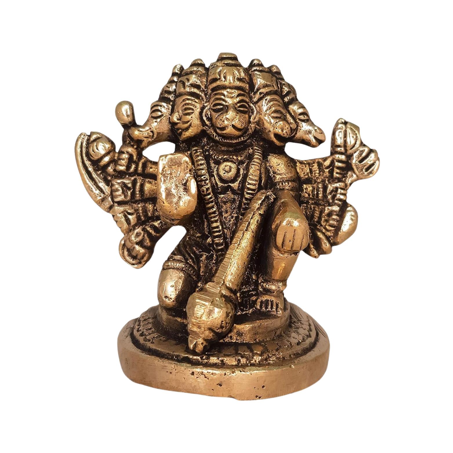 Ashtadhatu Brass Panchmukhi Hanuman Ji Idol, God Bala Ji, Gold, Size - Medium
