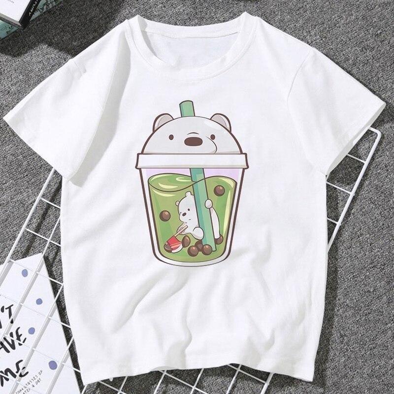 Boba Tea Bear Aesthetic Graphic Tee Short Sleeve Unisex Shirt S-5XL Unisex T-Shirt XL
