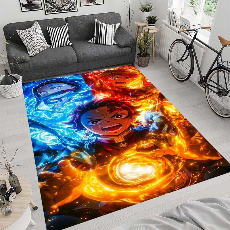 Anime-themed Kamado Nezuko Kimetsu No Yaiba Rug, Suitable for Playrooms, Bedrooms, Living Rooms, Sofas, and Other Home Décor;