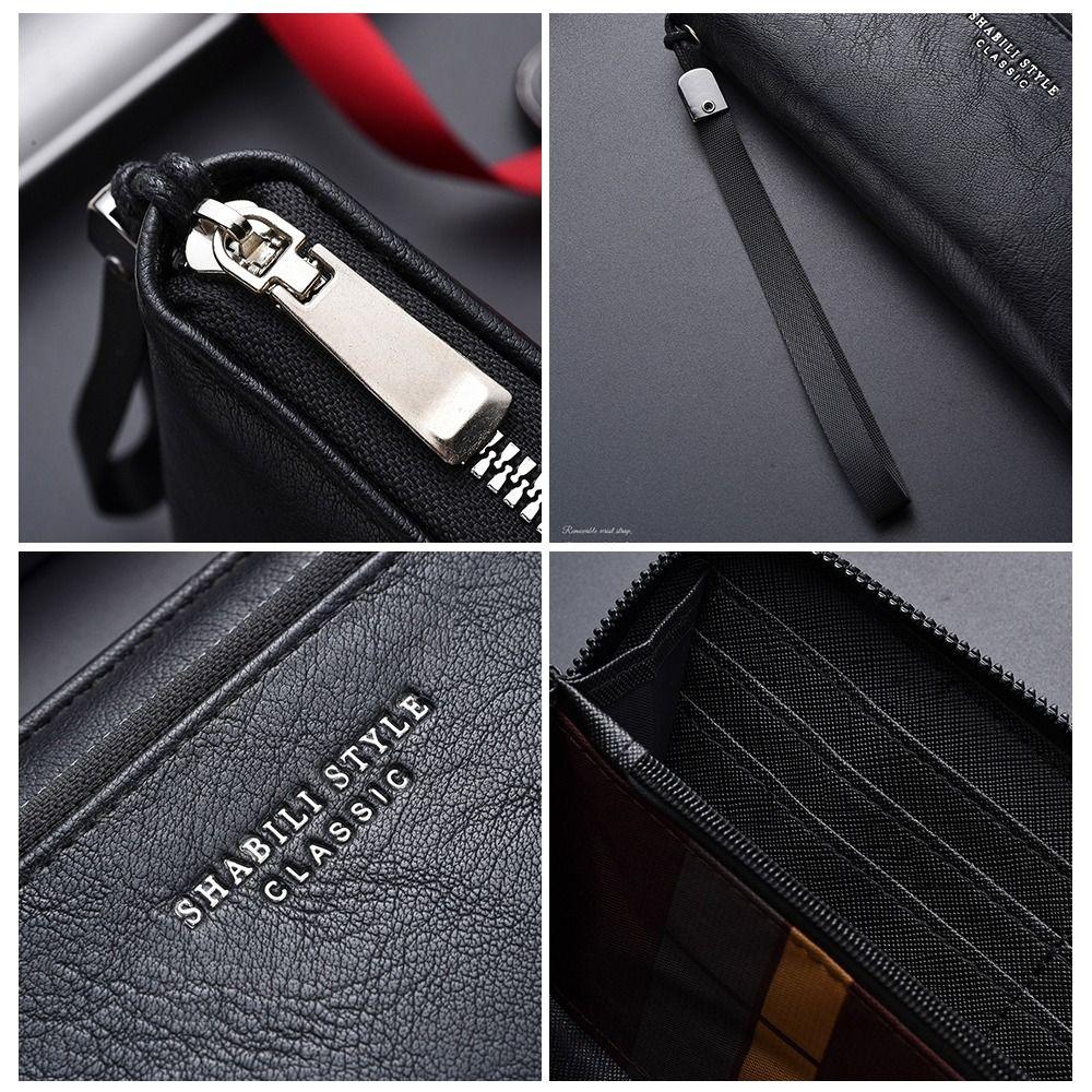 Fashion PU Leather Men Wallet Multi-card Slot Card Holder Clutch Bag Large-capacity Zipper Long Wallet