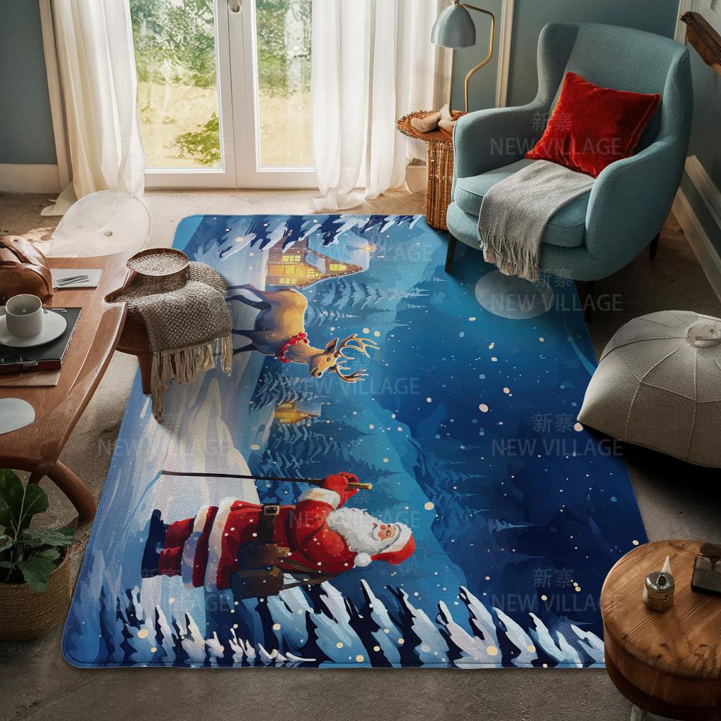 House Entrance Carpet Home Door Mat Living Room Bath Foot Bathroom Non-slip Water Absorption Rugs Bath Merry Christmas Winter