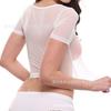 New erotic lingerie two-piece women's short-sleeved mesh see-through cropped top