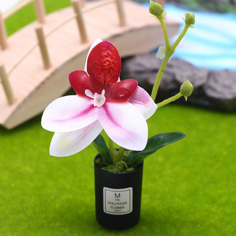 1:12 Casa delle Bambole Miniatura Vaso di Fiori Phalaenopsis Piante in Vaso Giardino Casa Modello Decorazione Giocattolo Accessori per Casa delle Bambole