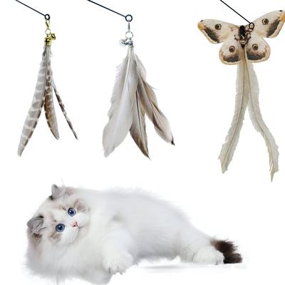3 of Ni Cat Toy Feather Replacement Cat Teaser Cat Toy Feather Fishing Rod (1) Replacement Feathers (3)