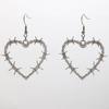 Gothic Vintage Punk Exaggerated Thorns Big Heart Earrings for Women Fashion Hip Hop Band Street Party Jewellery Gift