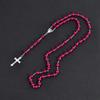 European-Style Handmade Imitation Pearl Cross Rosary Necklace, Unisex Sweater Chain Pendant