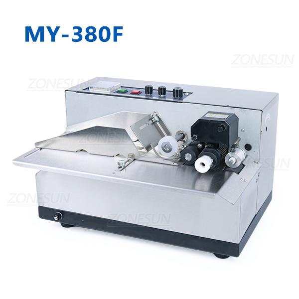 ZONESUN ZS-MY380FW Stainless Steel Shell Wide Type Solid Ink Roller Coding Machine Box Bag Date Label Printing Machine Packer MY-380F 110 volts