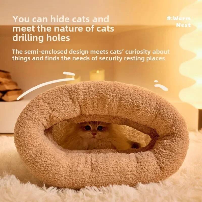 Warm Cat Sleeping Bag Fluffy Feel Thickened Winter Pet Pocket Type Quilt Bed Kitten Puppy Soft Comfortable Nest Pet Supplies