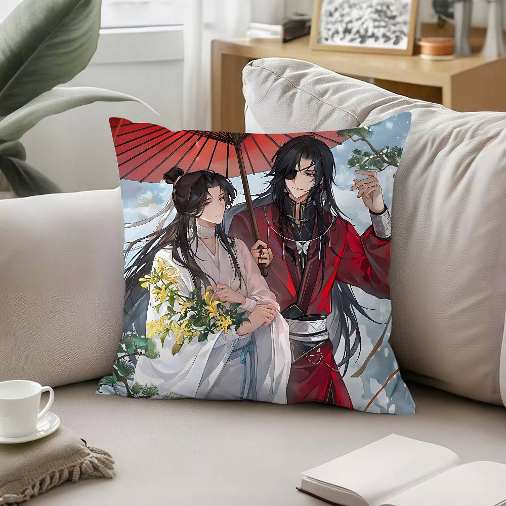 Anime Heaven Officials Blessing Pillow Case Pattern Printed Pillowcase For Living Room Sofa Cushion Cover Bedroom Decor