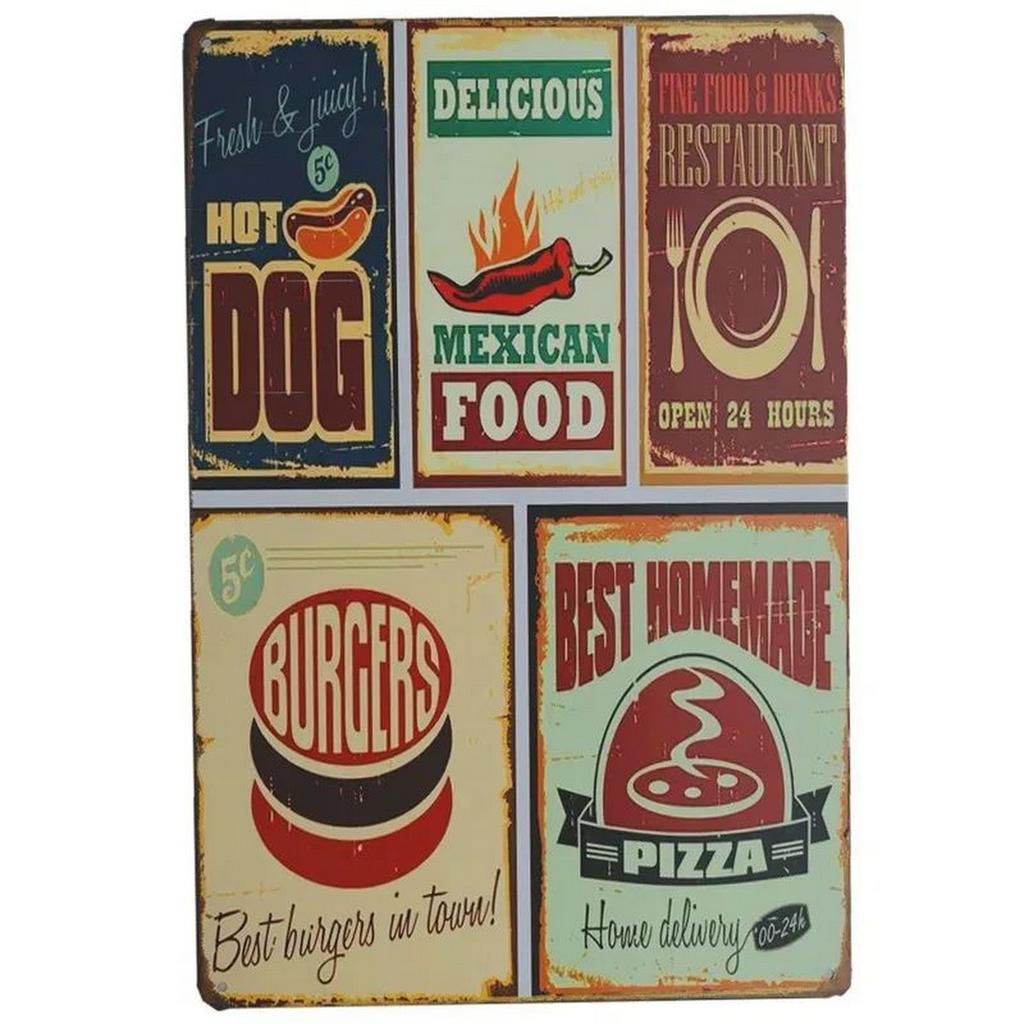 Plakett Metall Plåt Skyltar Handbuger Pommes Frites Väggdekoration Vintage Konst Affischer Järnmålning för Man Cave Hem Kafé Trädgårdsförening Bar