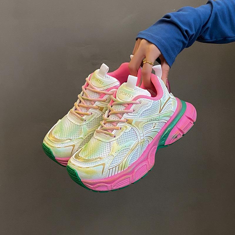 

Тенденция осени 2025 года, новая корейская версия, дышащие кроссовки для папы, женские повседневные студенческие кроссовки, женские кроссовки на платформе для бега DS06 40 розы красного