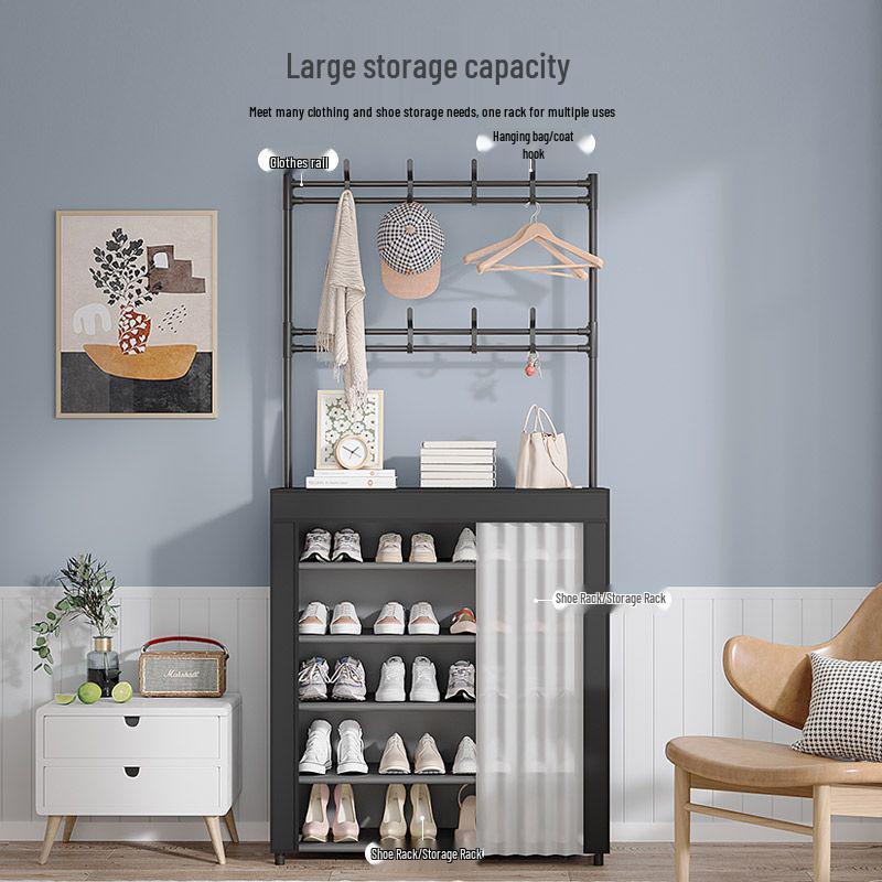 Multi-layer Dustproof Shoe & Hat Rack: Floor-standing Coat Rack & Storage Shelf for Living Room or Entryway