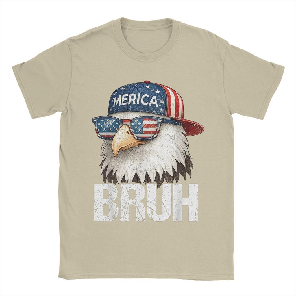Herren T-Shirts Bruh Vierter 4. Juli Adler Amerikanisch Patriotisch Cool Reines Baumwoll-T-Shirt T-Shirt Rundhals Kleidung Geschenk