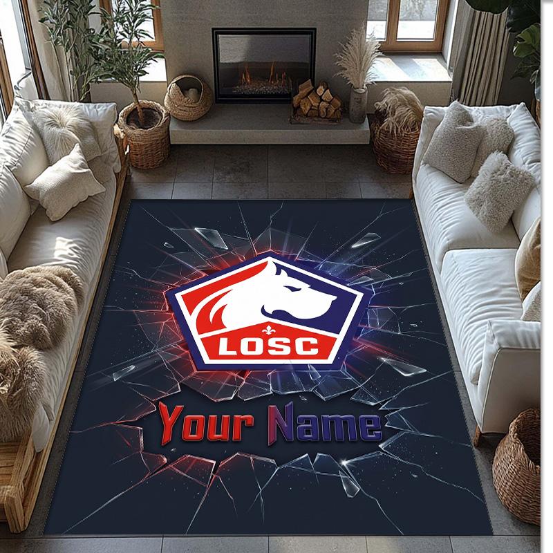 LOSC Lille Printed Crystal Velvet Rug Non‑Slip Crystal Velvet Carpet For Sofa Bedroom Indoor Home Decoration