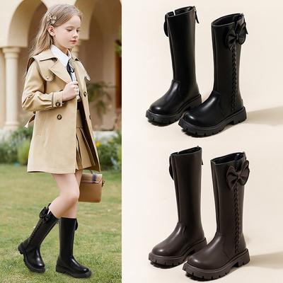 Fashion British Style High Boots Autumn and Winter New Single Leather Boots Children's Versatile Princess Boots