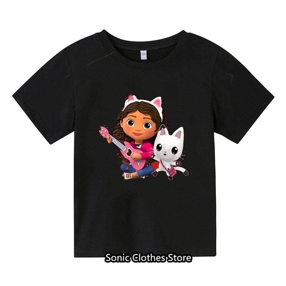 2025 Nové letní tričko Gabby Doll House Dětské s krátkým rukávem Chlapecké Kreslené Kočka Gabby Dívčí Ležérní Krátký rukáv Horký prodej