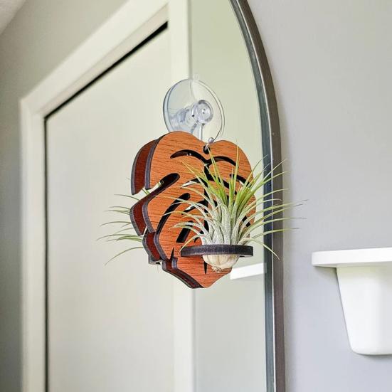 

Wall Air Plant Holder Wooden Geometric Air Plant Stand Rustic Wall Mount Planter for Home Living Room D