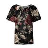 Women's Fashion Casual Short Sleeve Print Round Neck Pullover Top Blouse