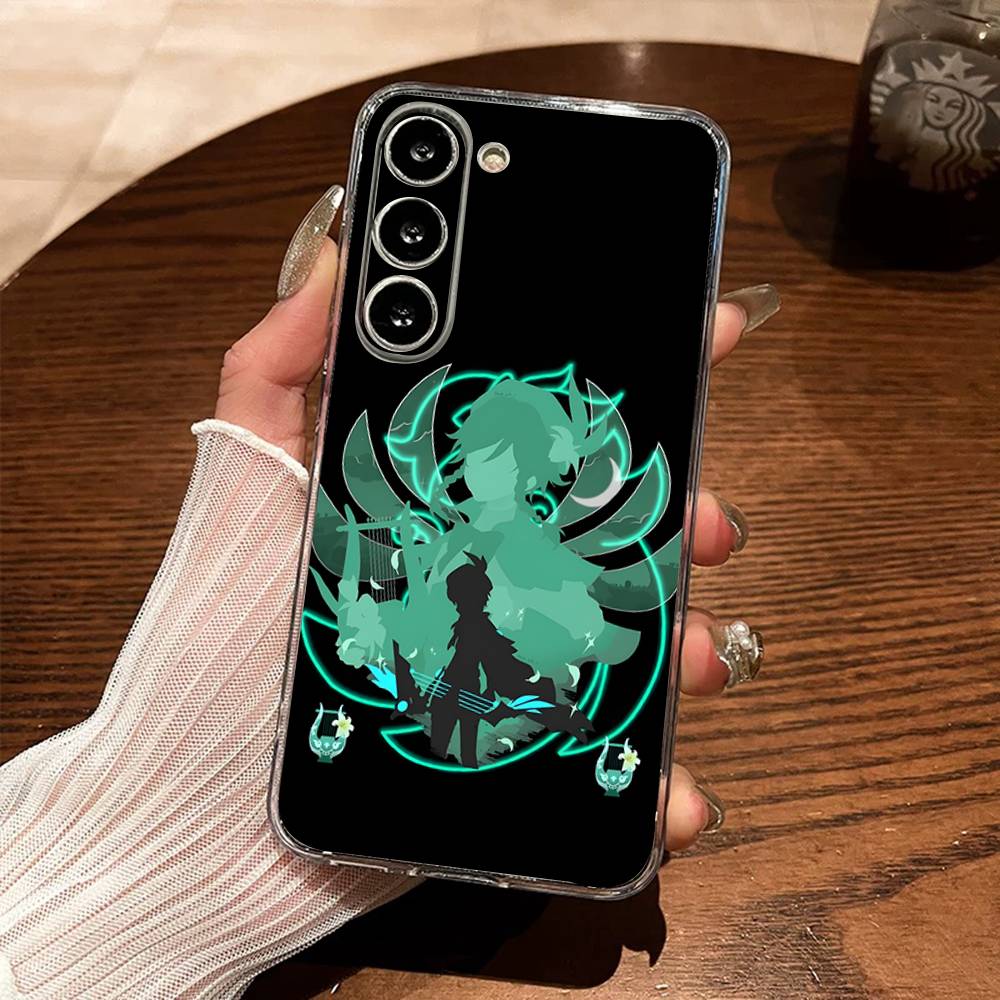G-Genshin Impact Venti Barbatos Phone Case For Samsung S30,23,21,22,20, FE lite,S10,9,8,7 PIus Note20ultra Soft Transparent