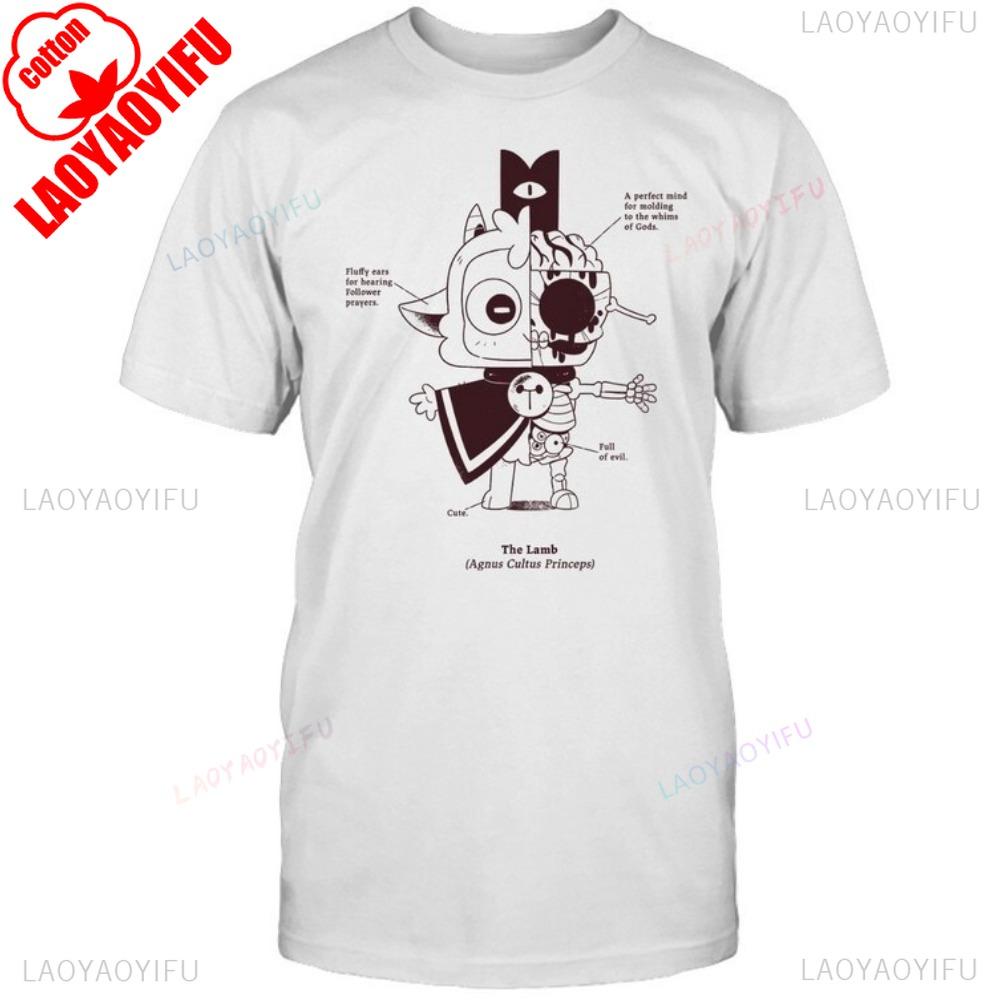Cult of The Lamb Anatomy of The Lamb Unisex TShirt Unique Design Printed Tshirt Game Lover Men Women Crewneck Cotton Tee Tops 4XL