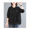 Pure Cotton Long-sleeved Sweatshirt for Women 2025 New Autumn Korean Loose Splicing Temperament Hooded Pullover Top