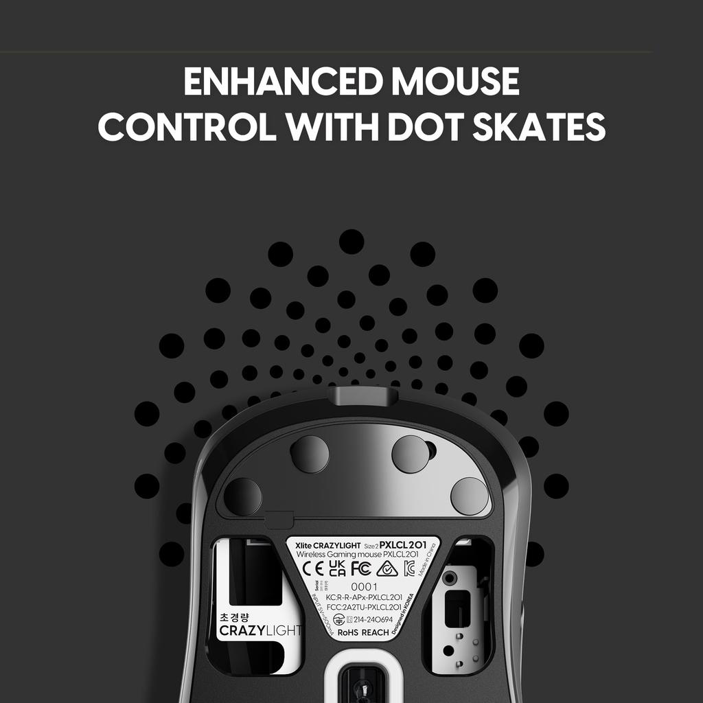 Pulsar Gaming Gears Xlite CrazyLight Medium Wireless Gaming Mouse, Jet Black, 44g, 1ms, 32000 DPI, Optical Switch, XS-1 Flagship Sensor