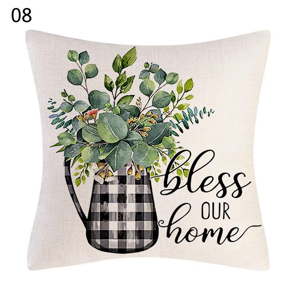 Bloom Decorative Linen Spring Summer Buffalo Plaid Pillow Covers Farmhouse Cushion Covers Throw Pillow Covers for Sofa