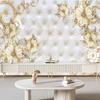 Flower Wallpaper Golden Flowers Diamond Jewelry Wall Murals Modern European Style Mural Home Decor