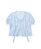 PLUNASTUDIO Puff Tie Short Sleeve Blouse (Sky Blue)