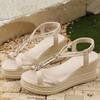 Fashion Summer Plus Size Wedges Sandals for Women 2025 White Casual Elastic Band Roman Woman Sandles Beach Open Toes Women Sandals