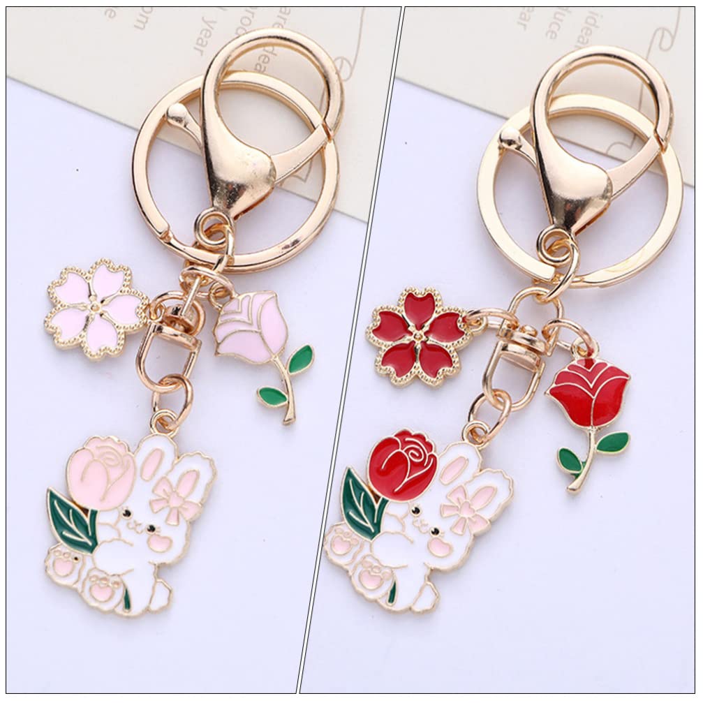 [LALAFINA] 2023 Zodiac Rabbit Keychain Key Ring with Cherry Blossom Design, Easter, Year of the Rabbit, Metal Key Charm, Cute, Prayer, Heian Era,