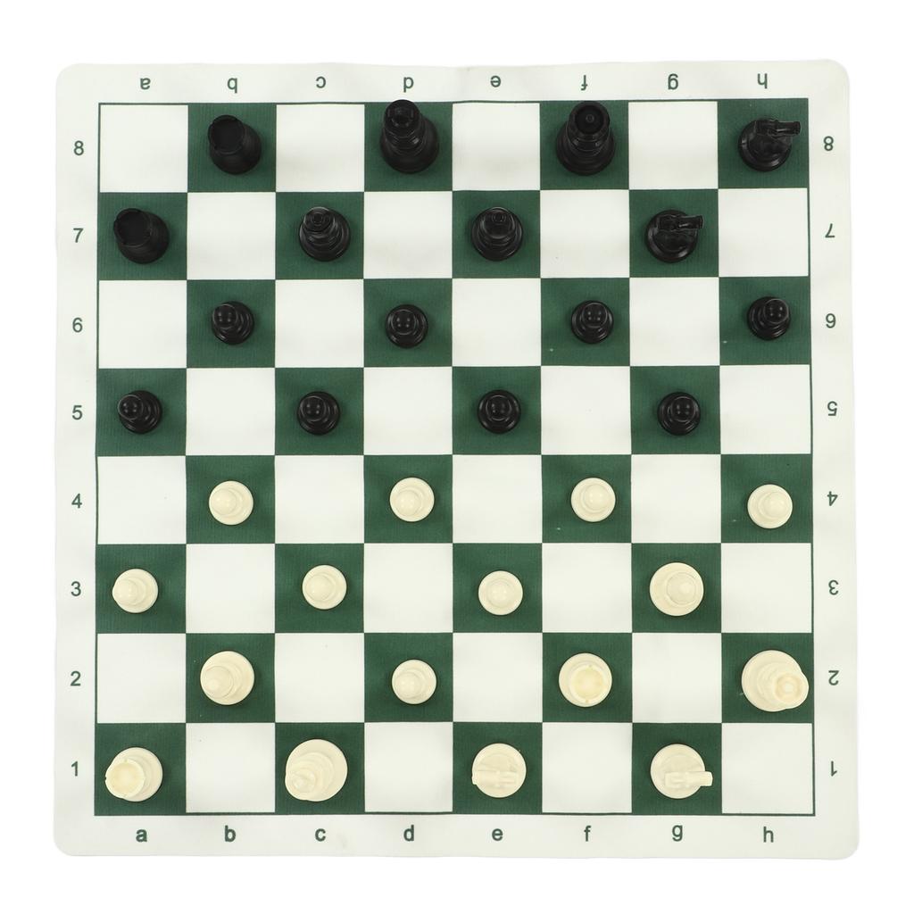 Schachspiel mit PP-Schachfiguren, Schachbrett aus PU-Lederimitat, Einband, Samtbeutel, Reise-Schachspielsets für Kinder