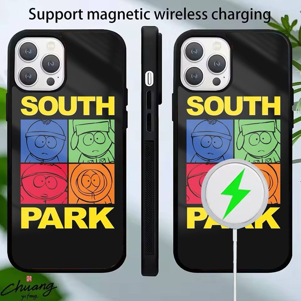 Cartoon Funny S-South-P-Park Phone Case For iPhone 14,16,15,13,17,12,Plus,Pro,Max Magnetic For Magsafe Frosted Cover